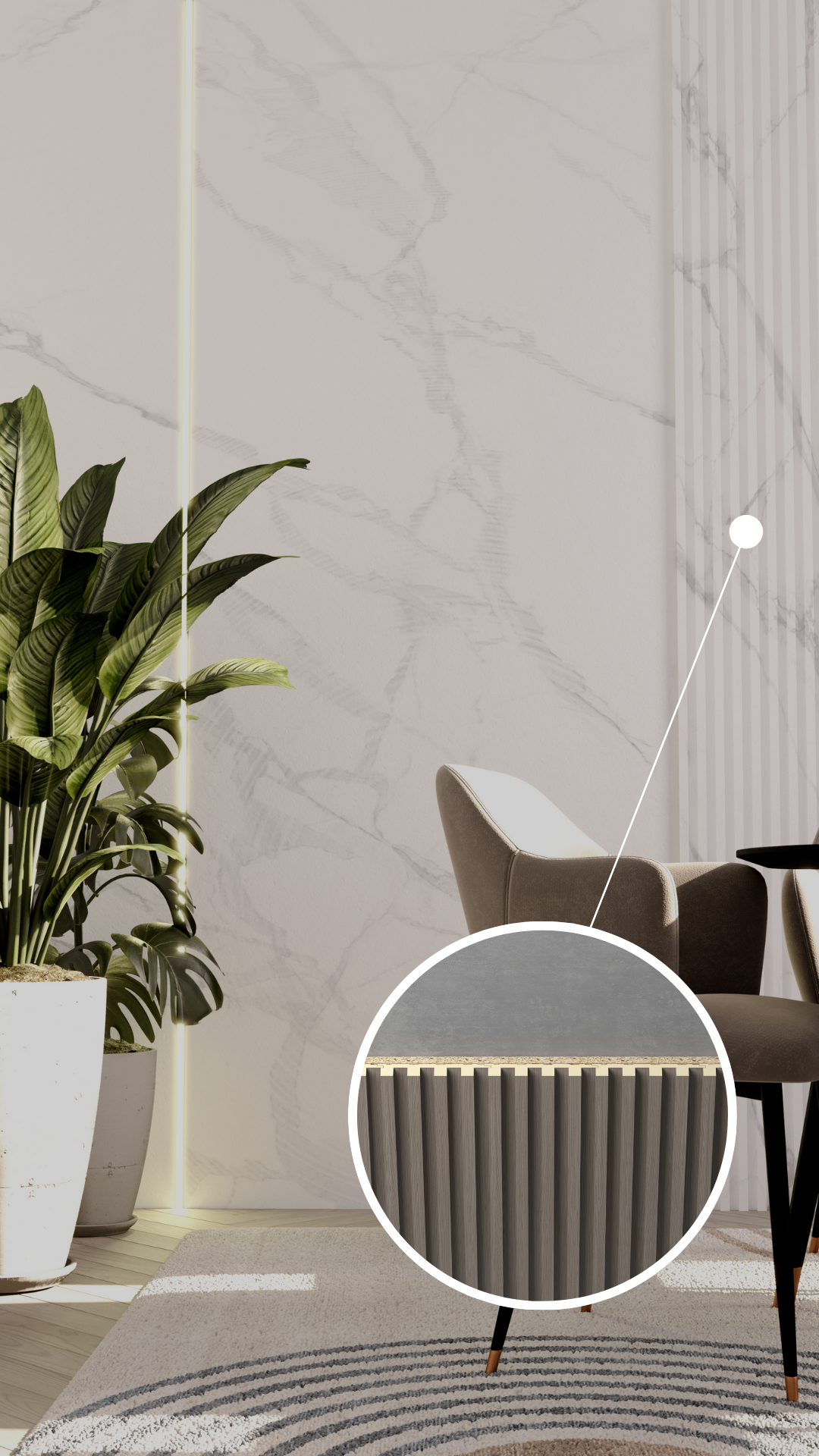 Pure White Marble - Large Fluted