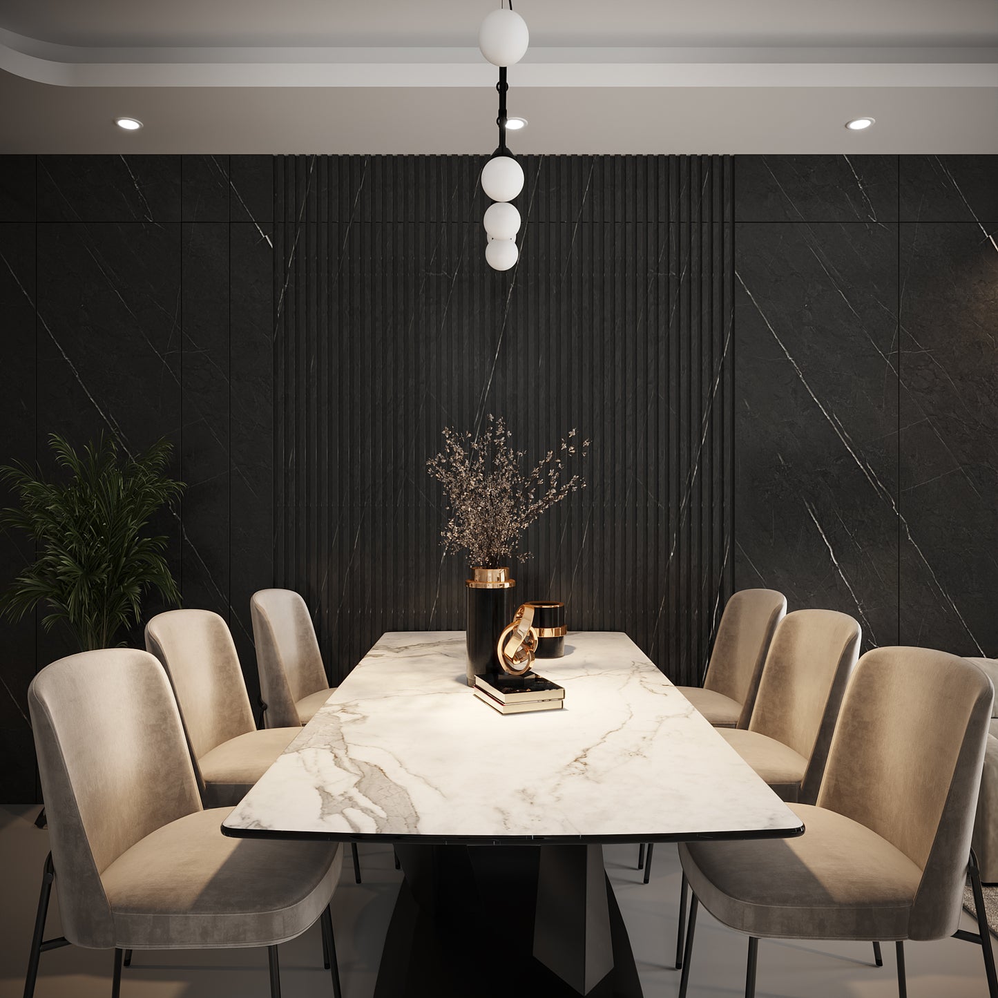 Black Marble - Large Fluted