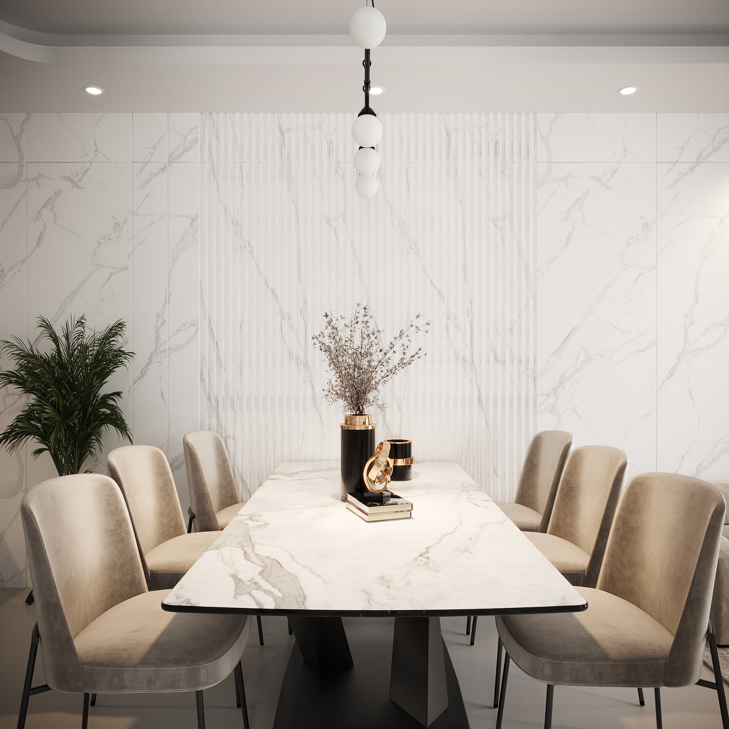 Pure White Marble - Large Fluted