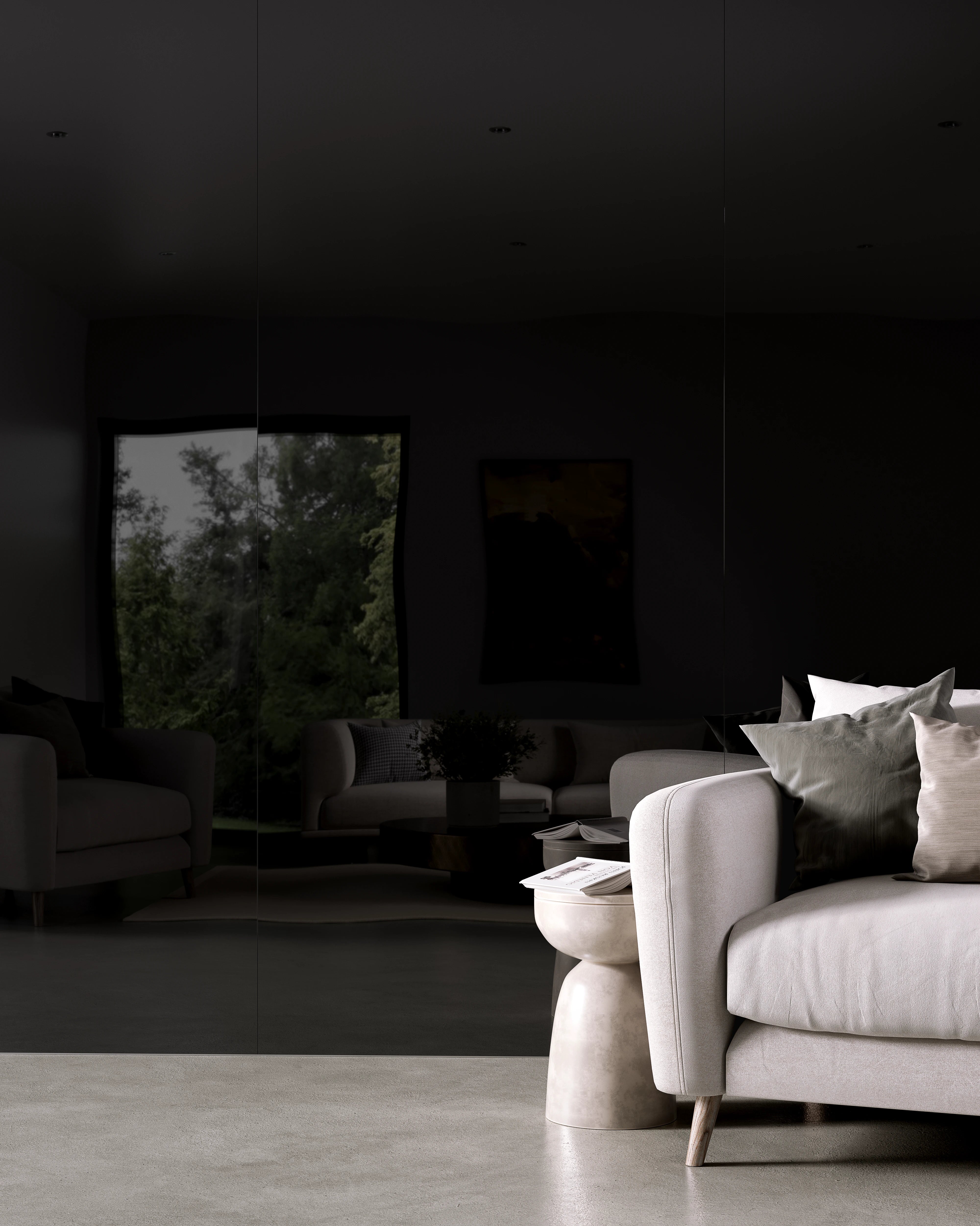 Black Mirrored Metal - Flat Panel