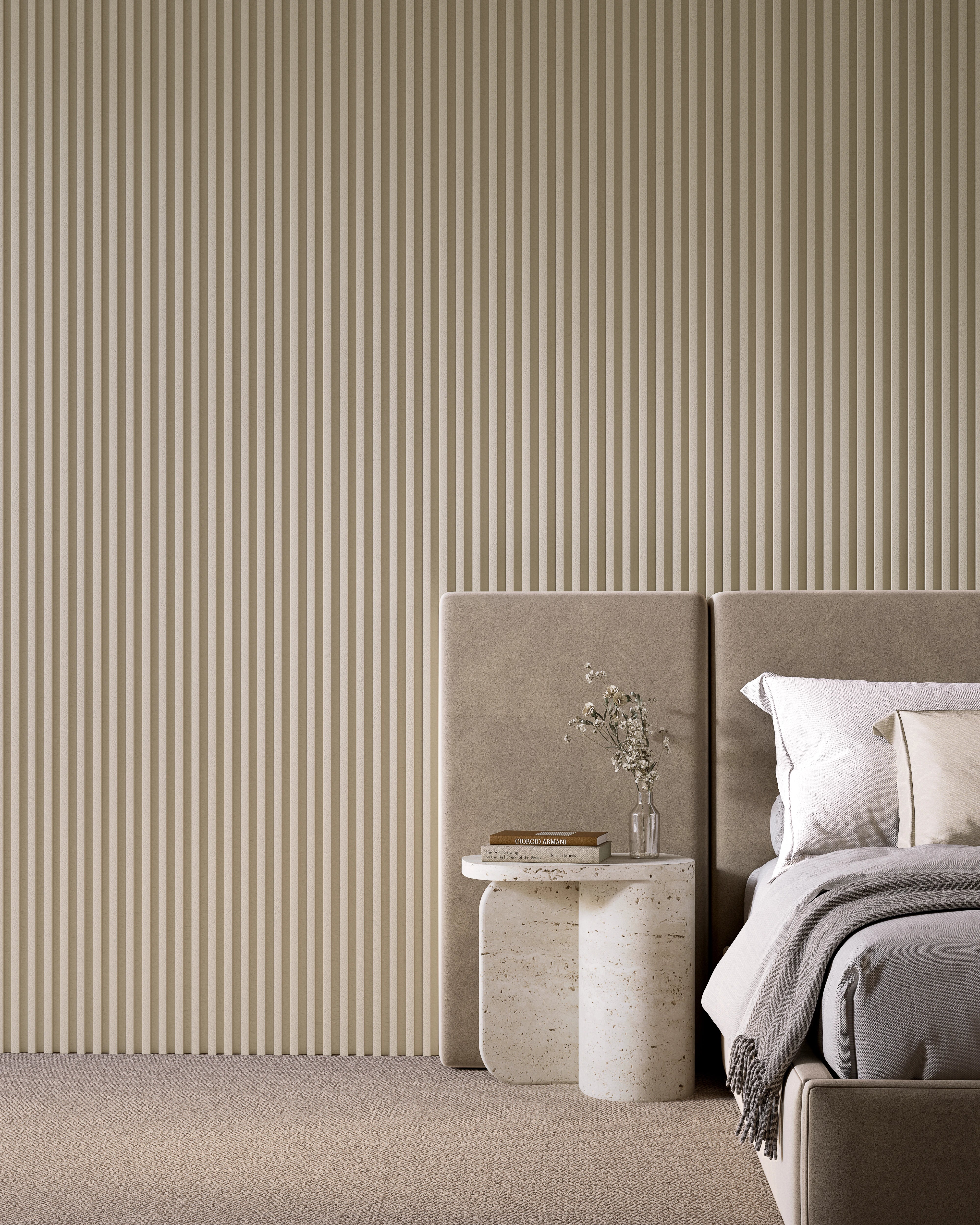 Off White Leather - Large Fluted