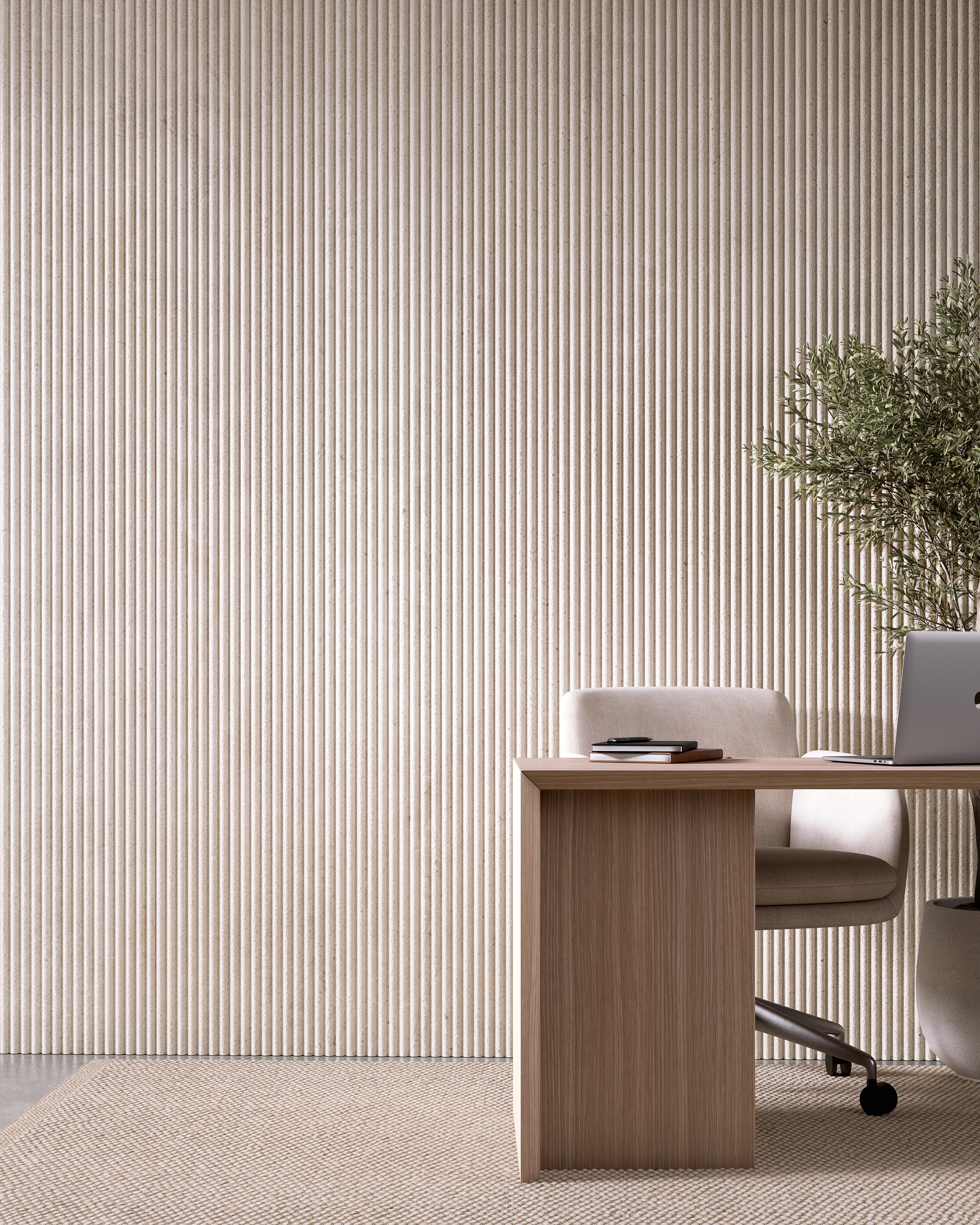 Washed Travertine - Arc Fluted