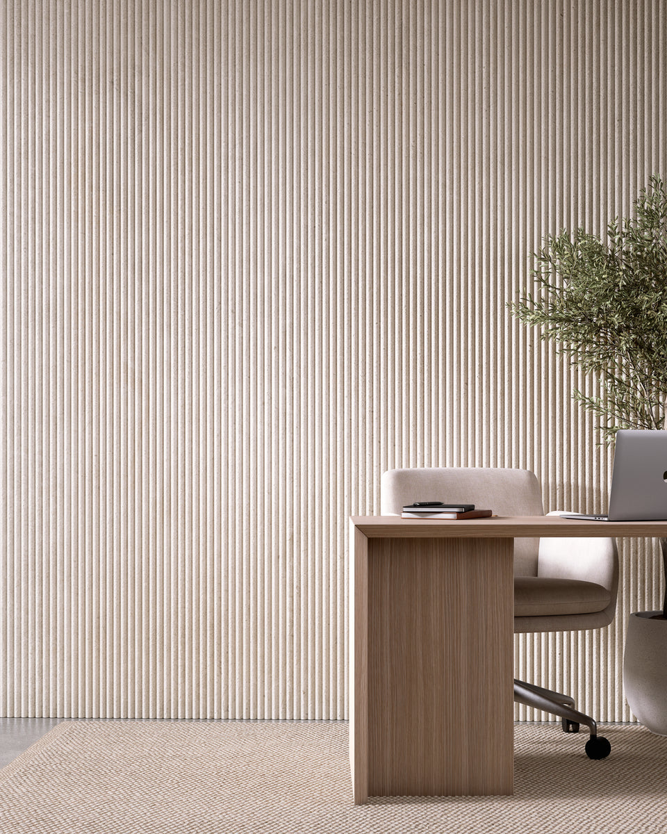Washed Travertine - Arc Fluted