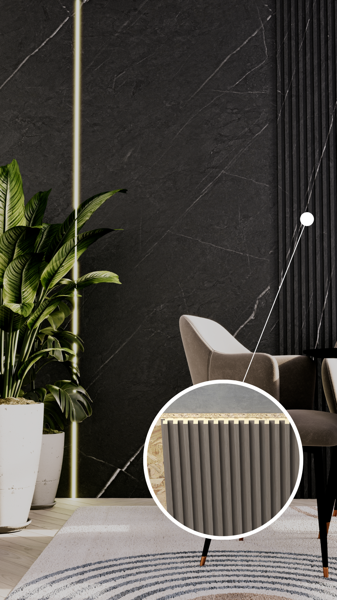 Black Marble - Deep Small Fluted